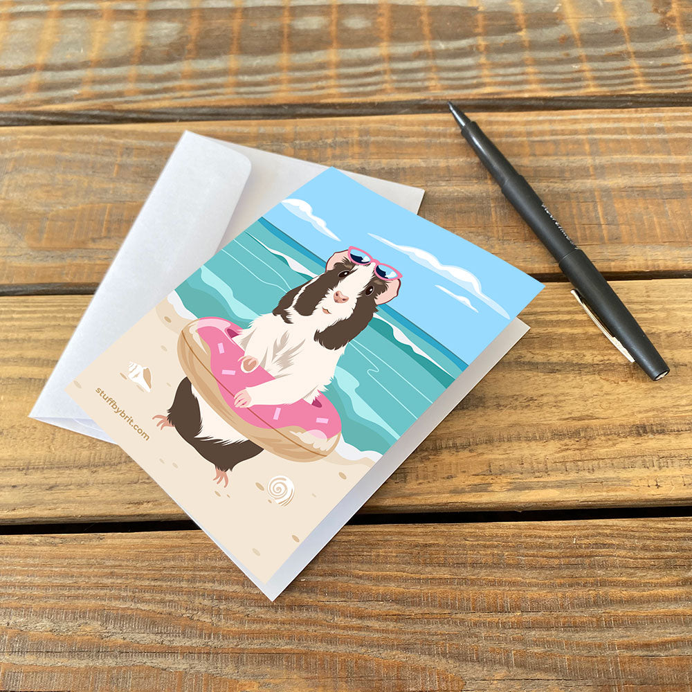 Greeting Card & Envelope - Pig on the Beach